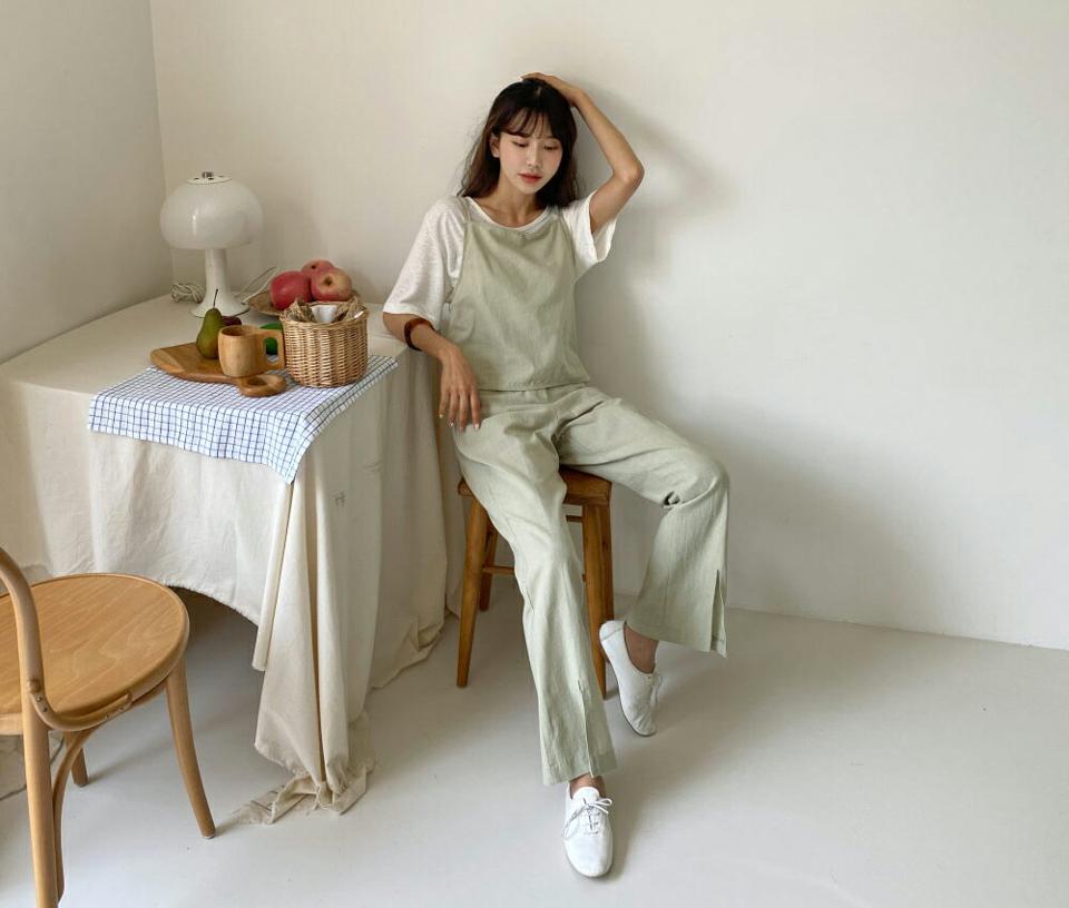 クロススリーブレス&フレアスリットパンツSET・全3色・t62344 レディース 【pt】 セットアップ setup トップス スリーブレス ノースリーブ キャミソール パンツ ズボン リネン 春 夏 韓国 ファッション