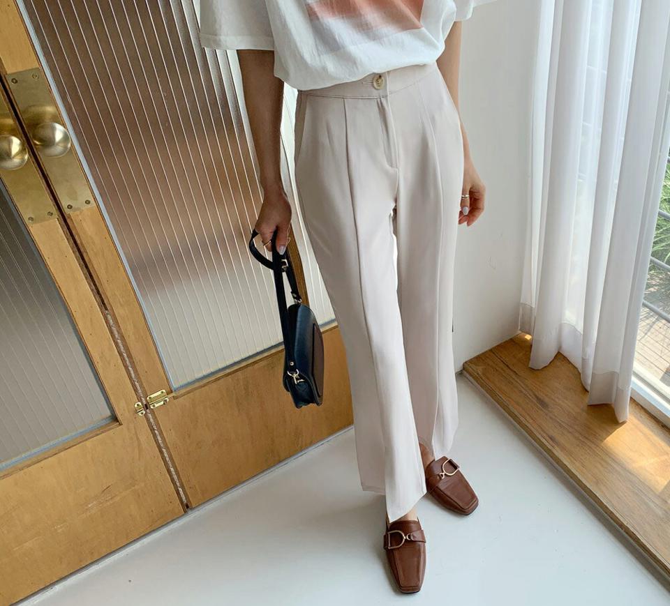 【只今10%OFF】シークレットゴムスリットスラックス・全3色・t64051 レディース 【pt】【スラックス パンツ ズボン ロングパンツ シークレットゴム 単色 無地 シンプル ベーシック 大人 オフィスカジュアル 春 夏 韓国 ファッション】