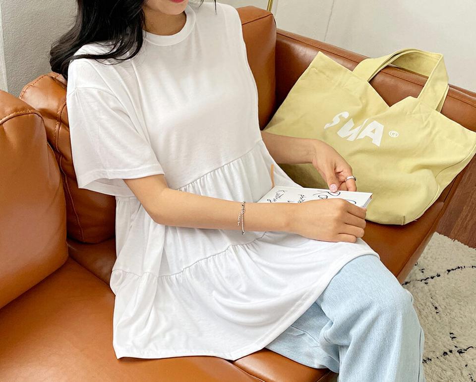 【全品10%OFF】ティアードスリーブTシャツ・全3色・b00055 レディース 【tops】【トップス Tシャツ 半袖 ハーフスリーブ ティアード 単色 無地 シンプル ガーリー 可愛い かわいい 春 夏 韓国 ファッション】【NIJU】