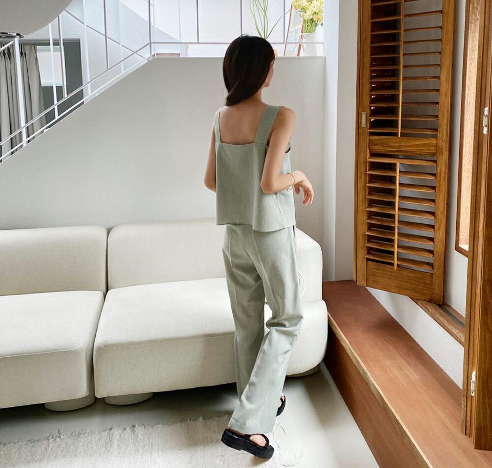 チェック柄スリーブレス&ストレートスラックスSET・全2色・t57620 レディース 【set】 セットアップ setup トップス スリーブレス ノースリーブ タンクップ パンツ ズボン ロングパンツ チェック柄 大人 春 夏 韓国 ファッション