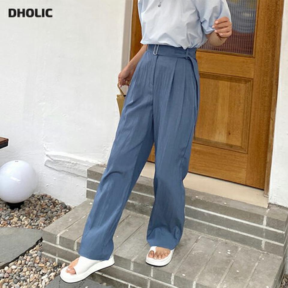 ベルト付ロングワイドスラックス・全4色・t57609 レディース 【pt】 スラックス パンツ ズボン ロングパンツ ワイド ベルト 単色 無地 シンプル 大人 春 夏 韓国 ファッション