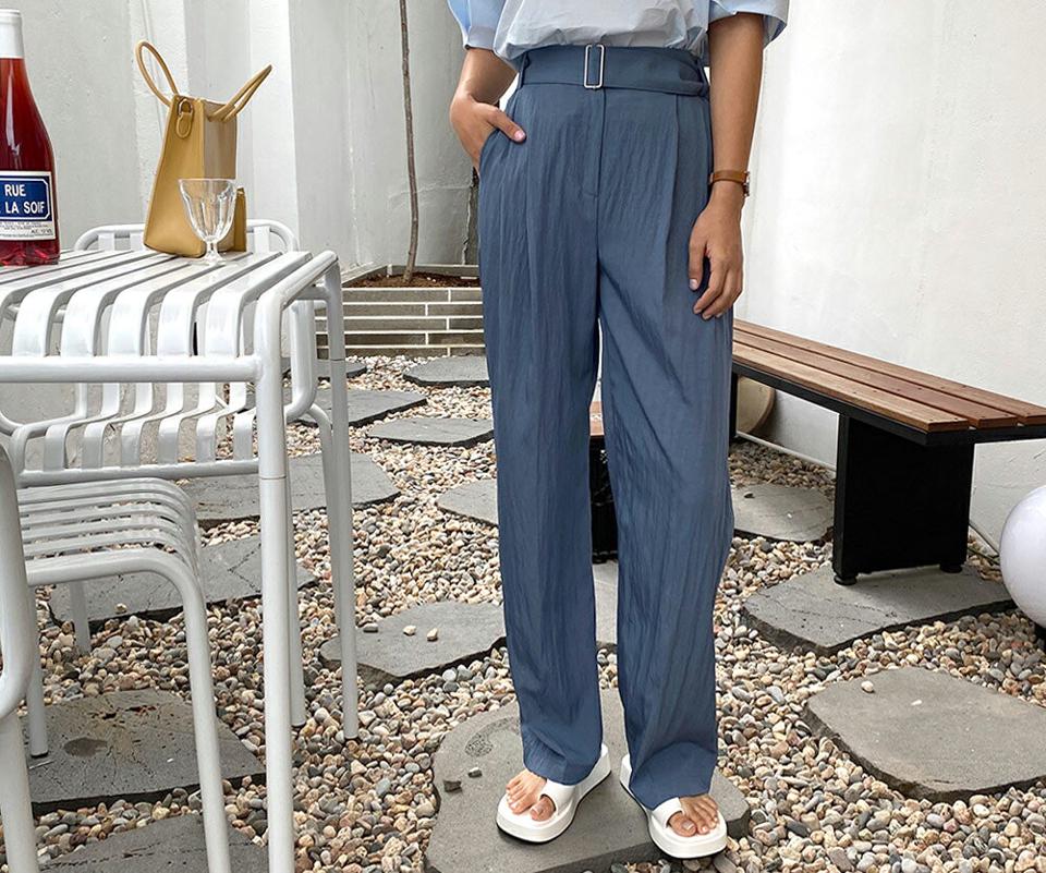 ベルト付ロングワイドスラックス・全4色・t57609 レディース 【pt】 スラックス パンツ ズボン ロングパンツ ワイド ベルト 単色 無地 シンプル 大人 春 夏 韓国 ファッション