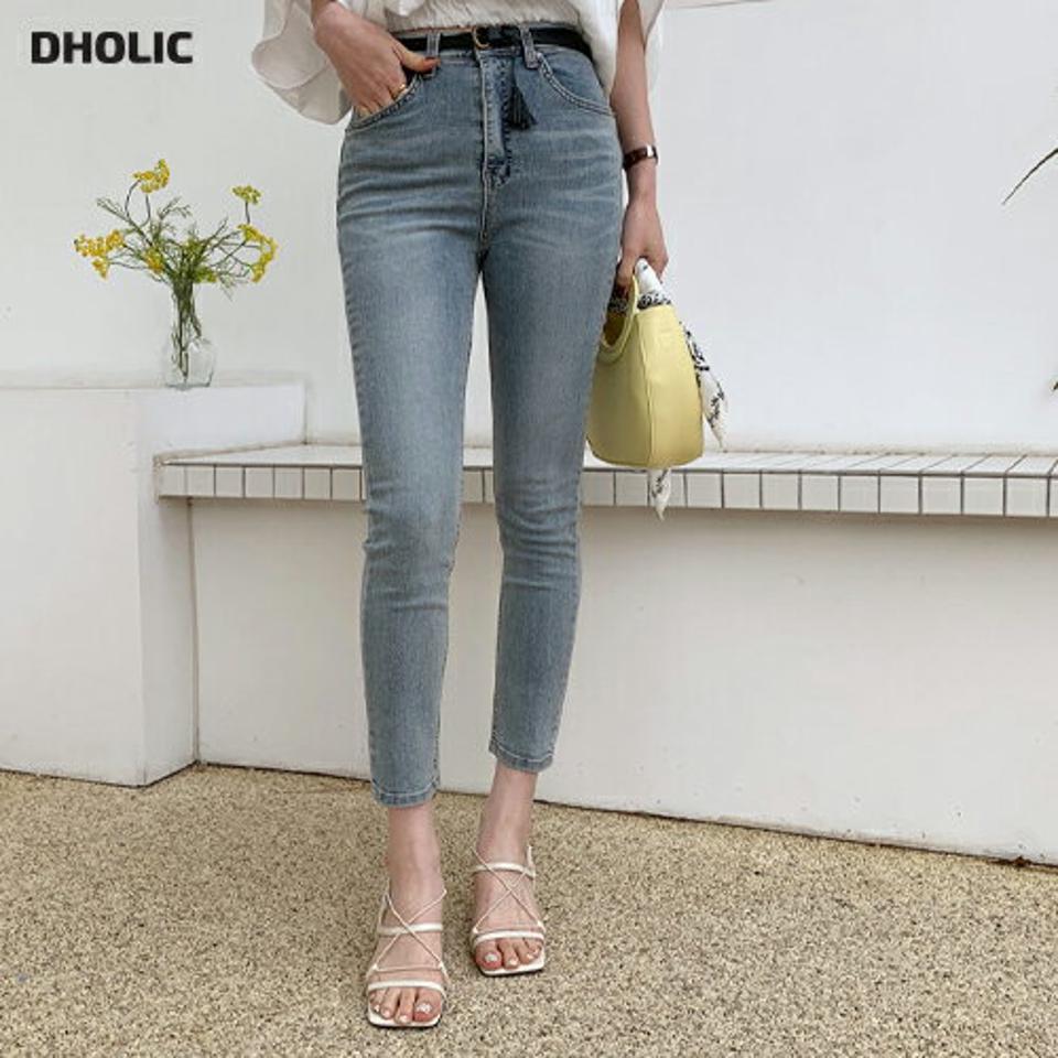 ストレートデニムパンツ・全1色・t00011 レディース 【pt】 韓国ファッション ボトムス パンツ ロング ロングパンツ デニム カジュアル セミハイウエスト スリム 細身 体型カバー 10分丈 十分丈 フィット 春 夏 ハイホリHIHOLLI