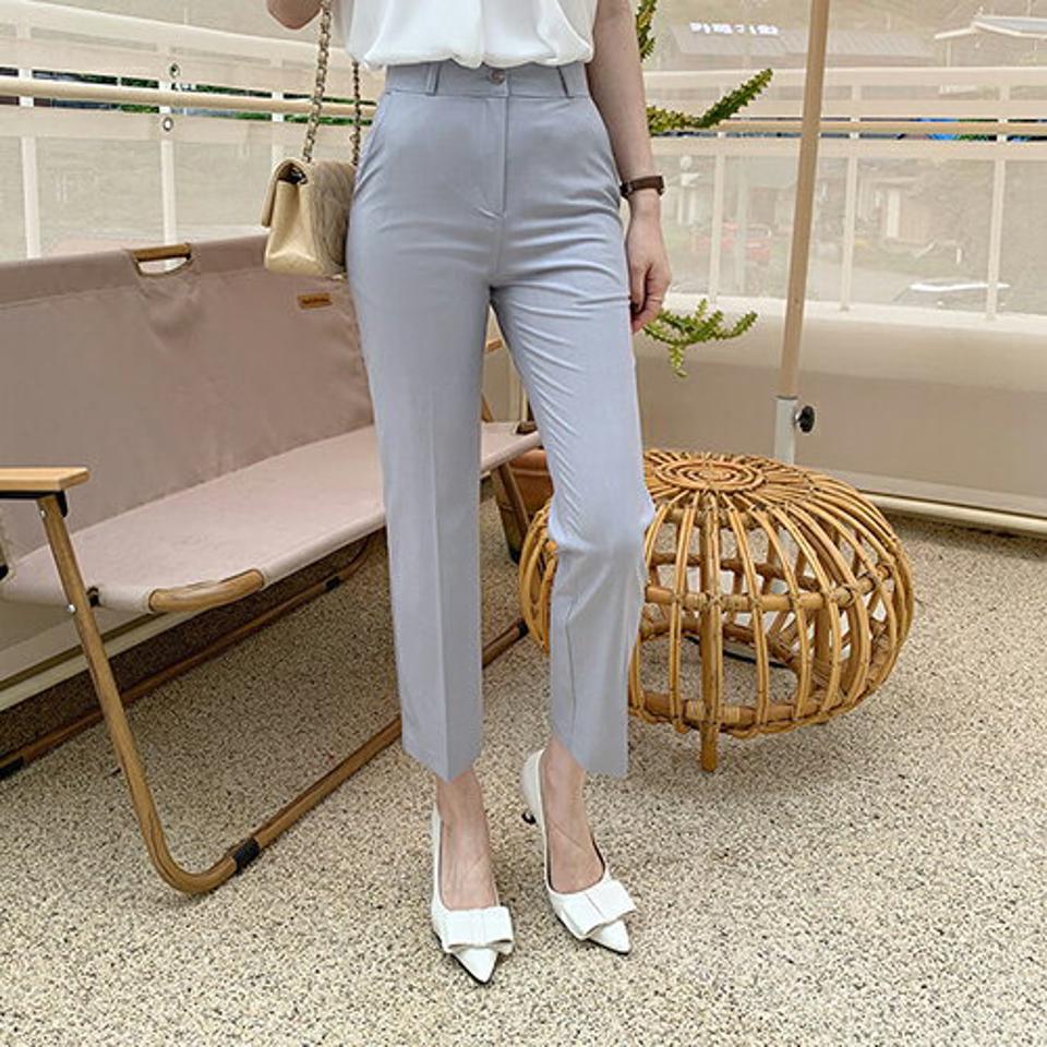 ストレートスラックス・全5色・t00010 レディース 【pt】 韓国 ファッション ボトムス パンツ ロング ロングパンツ スラックス カジュアル ストレート スリム 細身 体型カーバー 10分丈 十分丈 オフィスカジュアル 春 夏 ハイホリHIHOLLI