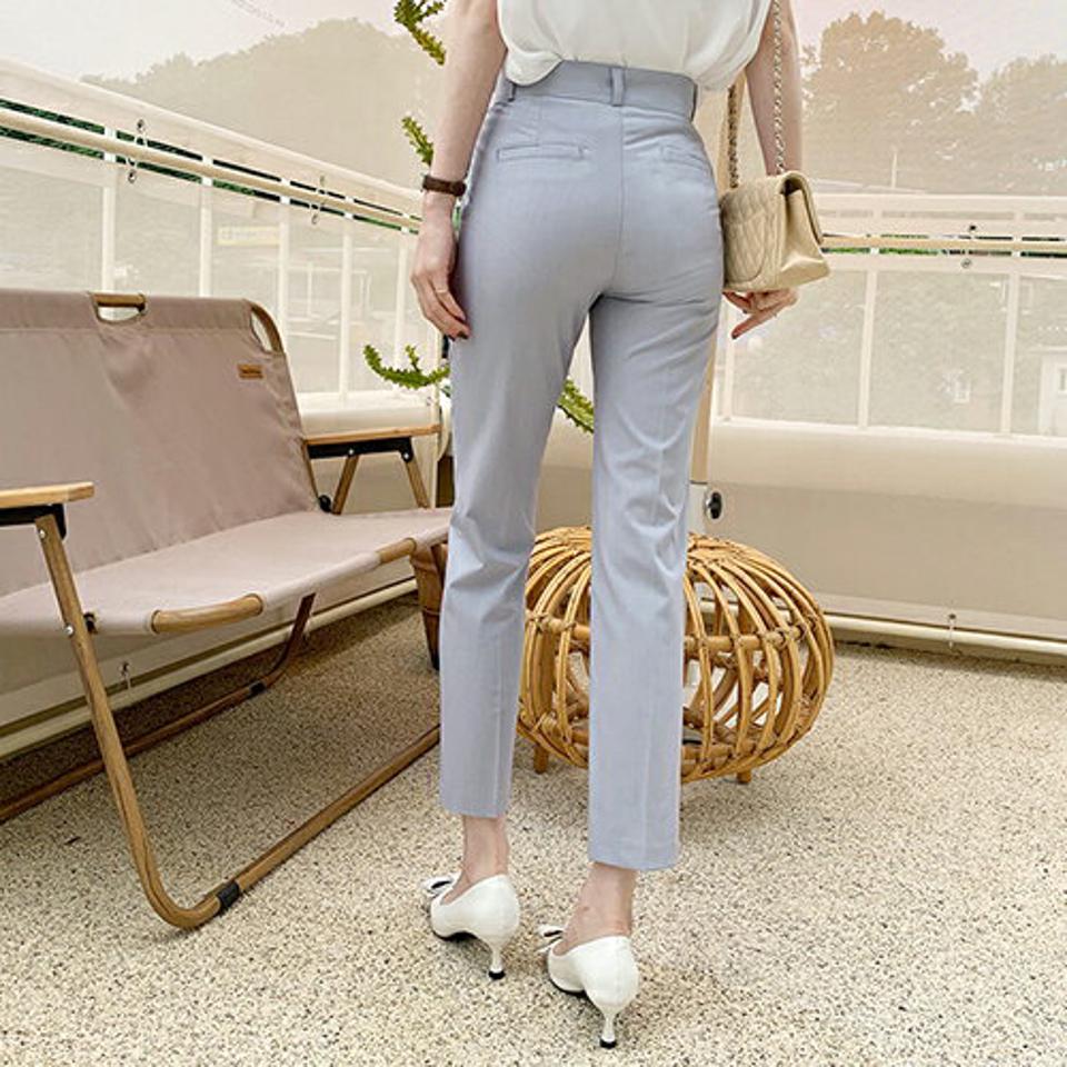 ストレートスラックス・全5色・t00010 レディース 【pt】 韓国 ファッション ボトムス パンツ ロング ロングパンツ スラックス カジュアル ストレート スリム 細身 体型カーバー 10分丈 十分丈 オフィスカジュアル 春 夏 ハイホリHIHOLLI