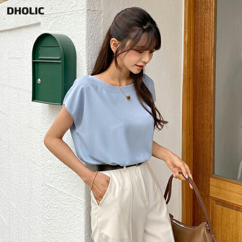 ≪人気商品再入荷≫ラウンドネックブラウス・全7色・b57615 レディース 【bl】 トップス ブラウス ラウンドネック ショートスリーブ 単色 無地 シンプル ベーシック 大人 カジュアル アンバランス 春 夏 韓国ファッション