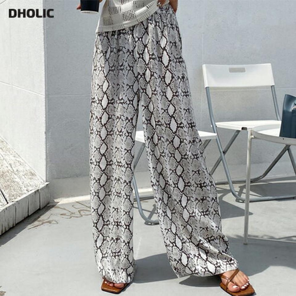 パイソンスキンパターンパンツ・全2色・t65536 レディース 【pt】 パンツ ズボン ロングパンツ パイソン柄 アニマル柄 総柄 カジュアル ラフ ワイド ウエストゴム 夏 韓国 ファッション
