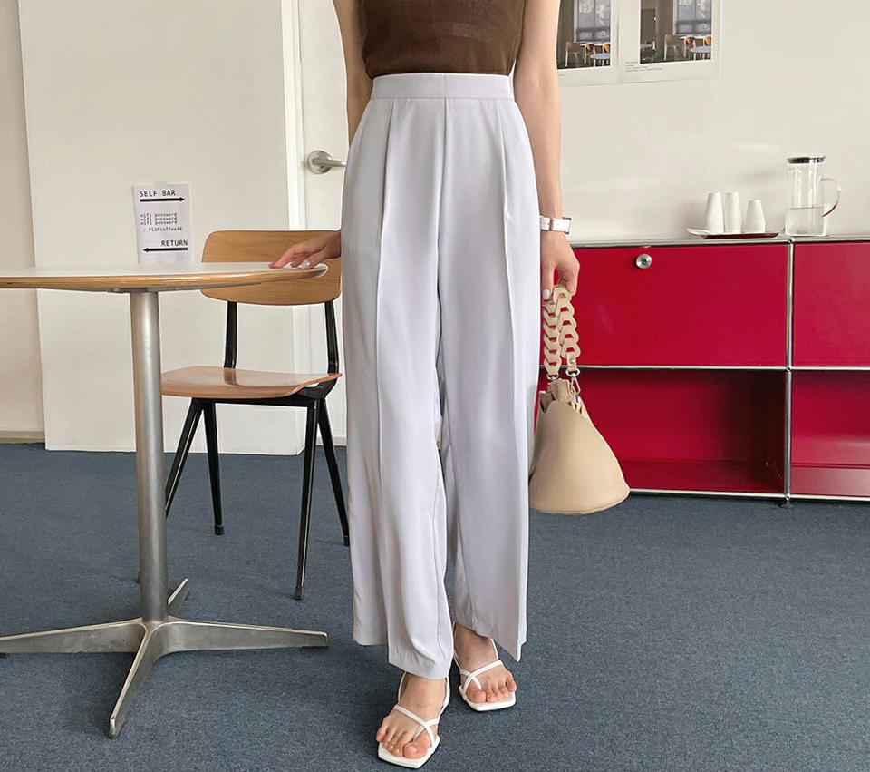 サイドジップスラックス・全3色・t65540 レディース 【pt】 スラックス パンツ ズボン ロングパンツ 単色 無地 シンプル カジュアル 春 夏 韓国 ファッション