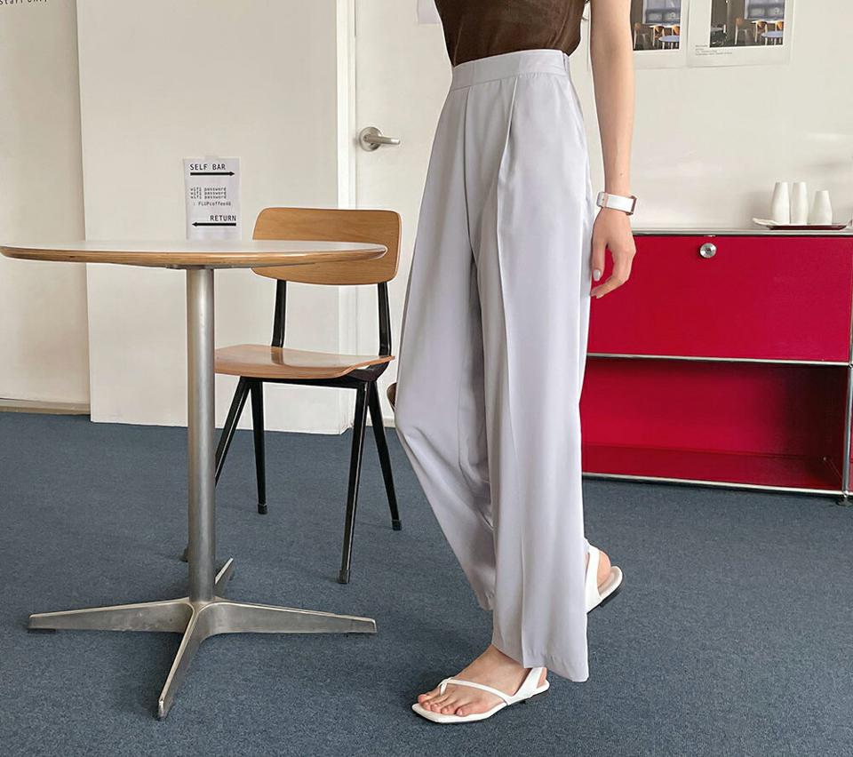 サイドジップスラックス・全3色・t65540 レディース 【pt】 スラックス パンツ ズボン ロングパンツ 単色 無地 シンプル カジュアル 春 夏 韓国 ファッション