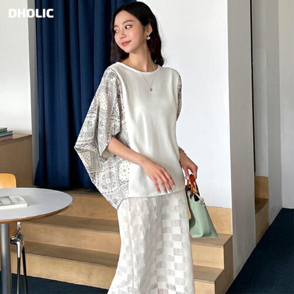 ペイズリードルマンTシャツ・全3色・b65527 レディース 【tops】 トップス Tシャツ 半袖 ハーフスリーブ 半端丈 ドルマンスリーブ ペイズリー柄 総柄 ラフ ゆったり カジュアル 大人 オーバーサイズ 春 夏 韓国 ファッション