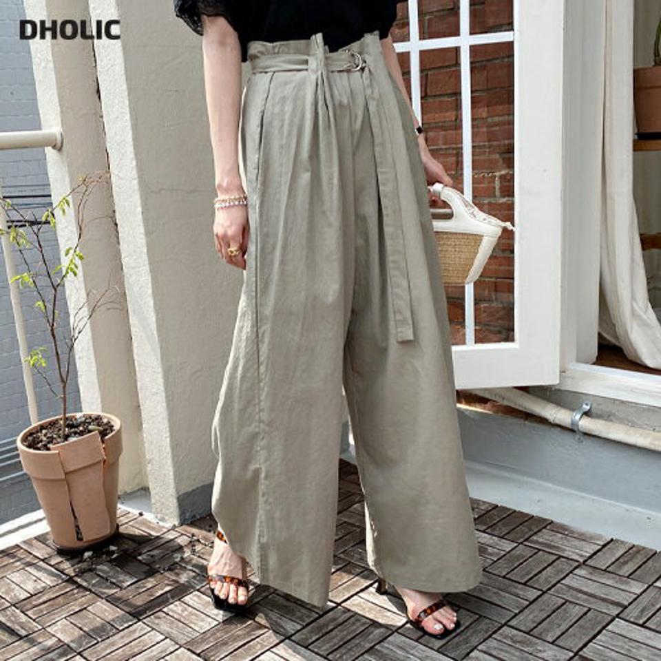 【只今10%OFF】ベルトタックワイドパンツ・全4色・t69029 レディース 【pt】 パンツ ズボン ロングパンツ ワイド タック 単色 無地 シンプル カジュアル ラフ 春 夏 韓国 ファッション ハイホリHIHOLLI
