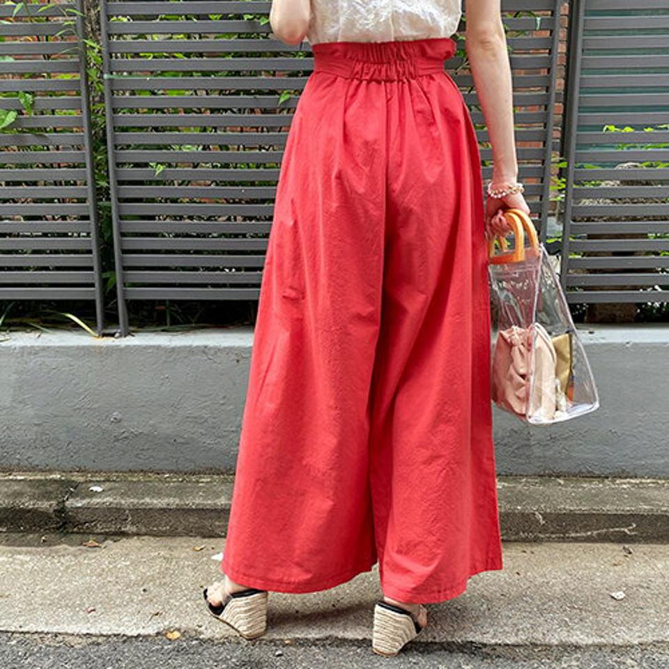 【只今10%OFF】ベルトタックワイドパンツ・全4色・t69029 レディース 【pt】 パンツ ズボン ロングパンツ ワイド タック 単色 無地 シンプル カジュアル ラフ 春 夏 韓国 ファッション ハイホリHIHOLLI