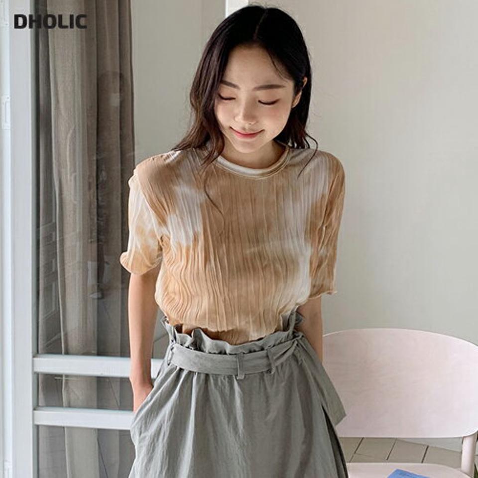 2TYPEリンクルTシャツ・全8色・t62346 レディース 【tops】 トップス Tシャツ 半袖 ハーフスリーブ リンクル 単色 無地 タイダイ 柄 模様 カジュアル 春 夏 韓国 ファッション