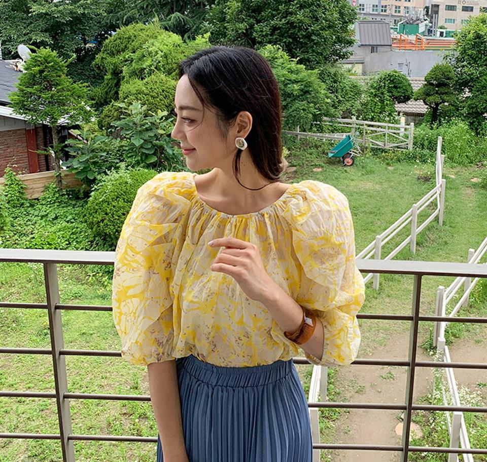 2WAYフリルパフ花柄ブラウス・全3色・t62371 レディース 【bl】 トップス ブラウス パフ袖 パフスリーブ フリル 花柄 オフショルダー 半端丈 七分袖 七分丈 7分袖 7分丈 かわいい 可愛い 上品 春 夏 韓国 ファッション