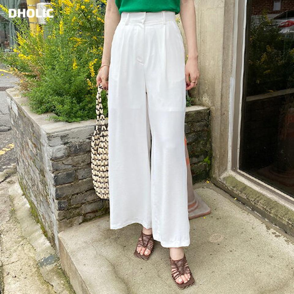 タックワイドスラックスパンツ・全4色・t69028 レディース 【pt】 パンツ ズボン ロングパンツ スラックス ワイド タック 単色 無地 シンプル ベーシック 大人 春 夏 韓国 ファッション ハイホリHIHOLLI