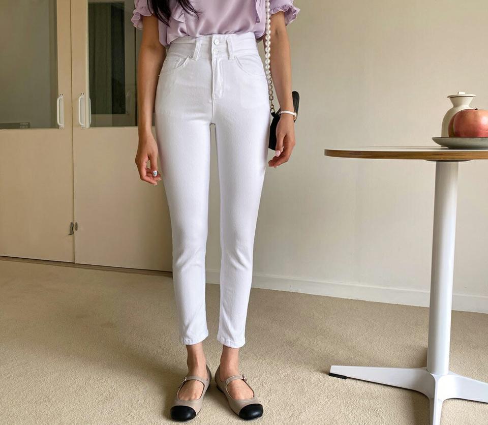 ツーボタンスキニーパンツ・全2色・t64385 レディース 【pt】 パンツ ズボン ロングパンツ スキニー 単色 無地 シンプ ベーシック カジュアル 春 夏 韓国 ファッション NIJU