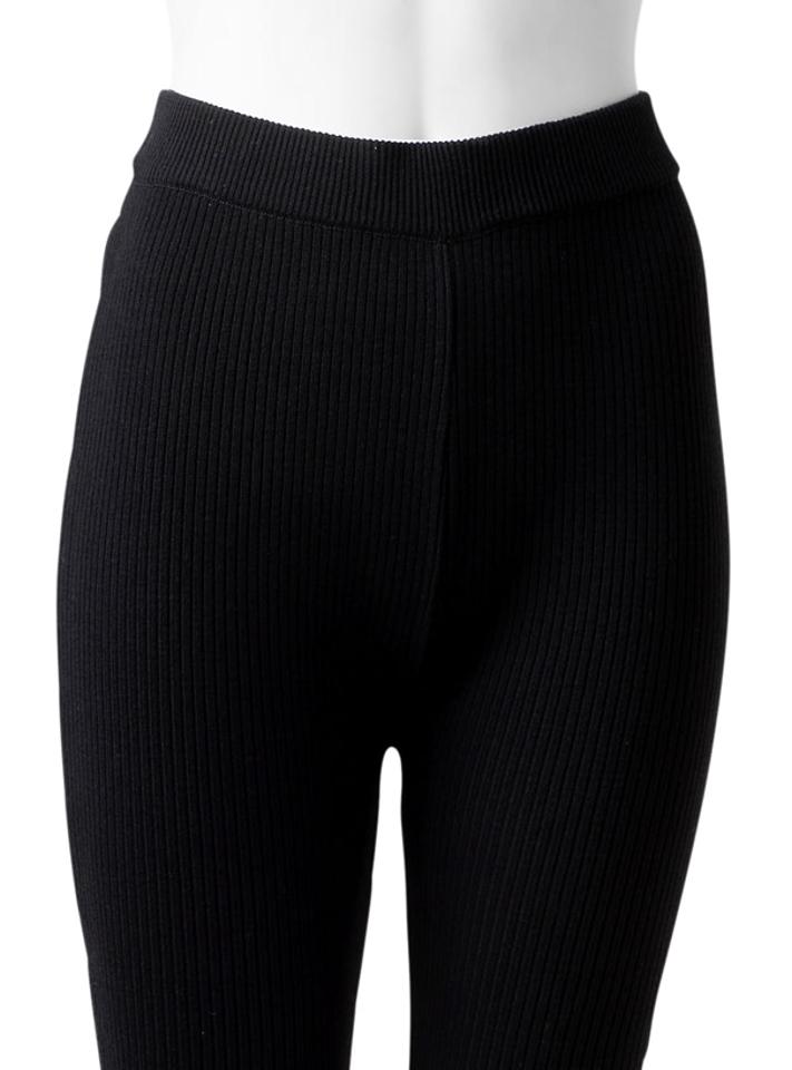 ダメージ加工リブニットフレアパンツ