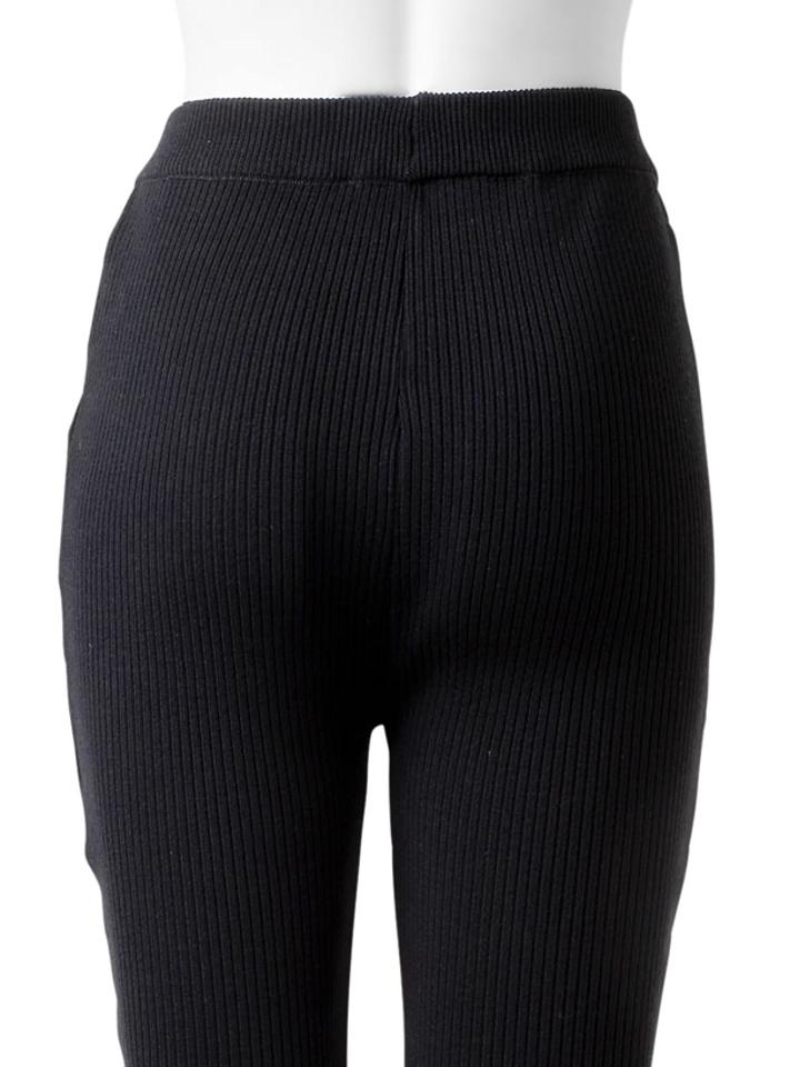 ダメージ加工リブニットフレアパンツ