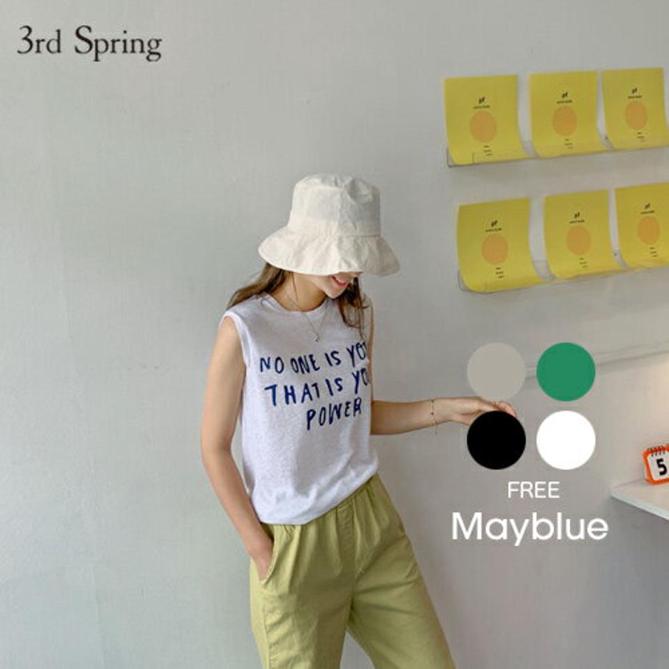 mayblue(メイブルー)レタリングノースリーブトップス【6/21up_ka】【メール便】韓国 韓国ファッション　レディース 韓国 ファッション トップス Tシャツ ノースリーブレディース ファッション【7】
