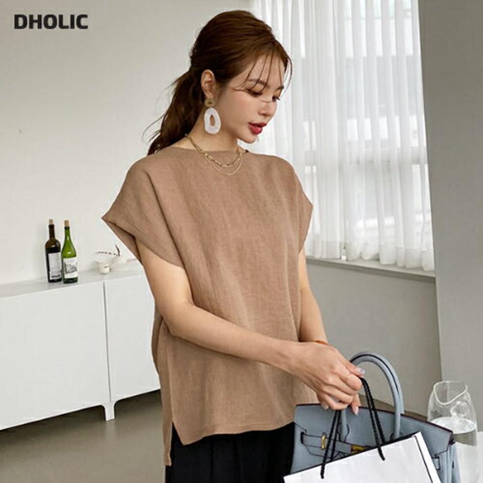 バックリボンブラウス・全3色・t69088 レディース 【bl】 トップス ブラウス スリット バックリボン バックシャン りぼん 単色 シンプル カジュアル かわいい 春 夏 韓国 ファッション ハイホリHIHOLLI