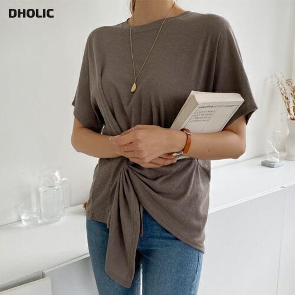 ルーズラップ風Tシャツ・全4色・b69070 レディース 【tops】【トップス Tシャツ 半袖 カジュアル ラップ 単色 無地 シンプル 大人 ラフ 春 夏 韓国 ファッション】【ハイホリHIHOLLI】