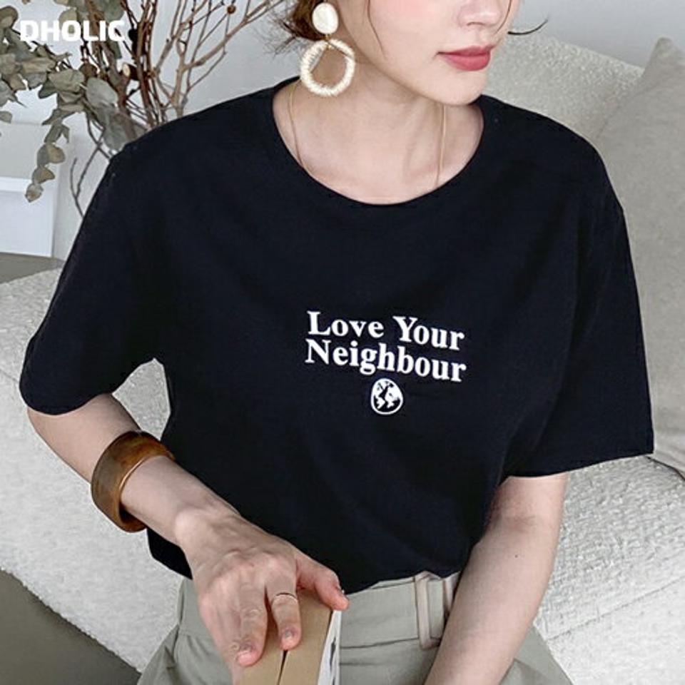 【全品10%OFF】レタリングラウンドTシャツ・全5色・t69069 レディース 【tops】【トップス Tシャツ 半袖 ハーフスリーブ ロゴ レタリング カジュアル ラフ シンプル 春 夏 韓国 ファッション】【ハイホリHIHOLLI】