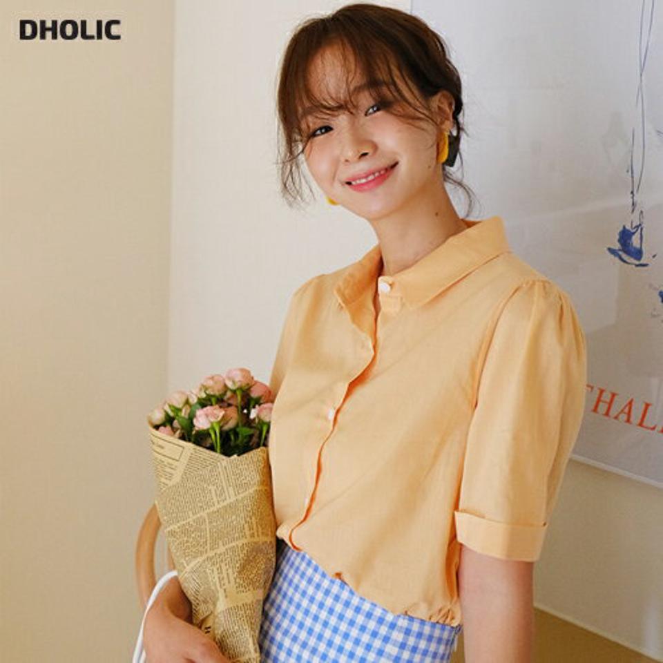 ロールアップ半袖シャツ・全8色・t62347 レディース 【tops】 トップス シャツ 半袖 ロールアップ 単色 無地 シンプル ベーシック カジュアル 大人 春 夏 韓国 ファッション