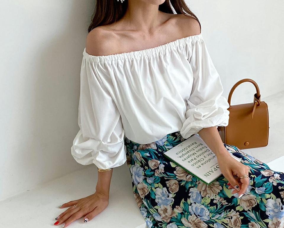 3WAYリボンブラウス・全3色・t64110 レディース 【bl】 トップス ブラウス 前後着用自由 オフショルダー フェミニン ギャザー 半端丈 可愛い かわいい 春 夏 韓国 ファッション