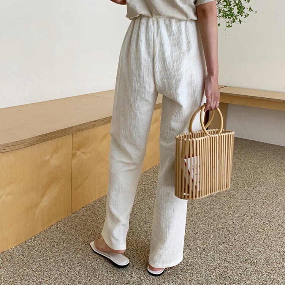 【全品10%OFF】ストリングリンクルワイドパンツ・全2色・t64132 レディース 【pt】【パンツ ズボン ロングパンツ ワイド リンクル ストリング シンプル ストレート カジュアル ウエストゴム 春 夏 韓国 ファッション】