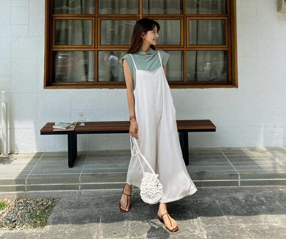 2WAYオールインワン・全3色・b57645 レディース 【pt】 オールインワン パンツ ズボン スリーブレス ノースリーブ 前後着用自由 カジュアル 単色 無地 シンプル 春 夏 韓国 ファッション