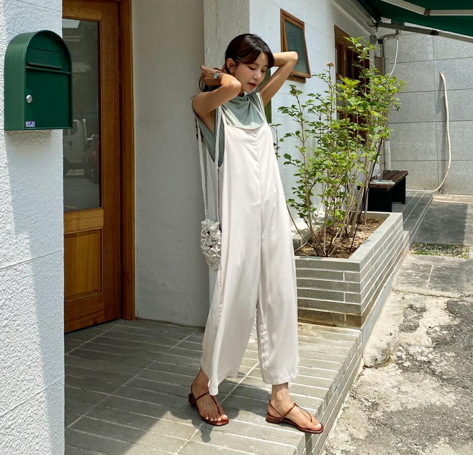 2WAYオールインワン・全3色・b57645 レディース 【pt】 オールインワン パンツ ズボン スリーブレス ノースリーブ 前後着用自由 カジュアル 単色 無地 シンプル 春 夏 韓国 ファッション