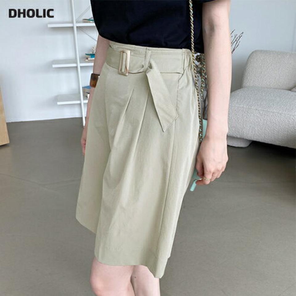 ベルトハーフパンツ・全3色・t69108 レディース 【pt】 パンツ ズボン ハーフパンツ 半ズボン ベルト 単色 無地 シンプル 大人 カジュアル タック バミューダパンツ 春 夏 韓国 ファッション ハイホリHIHOLLI