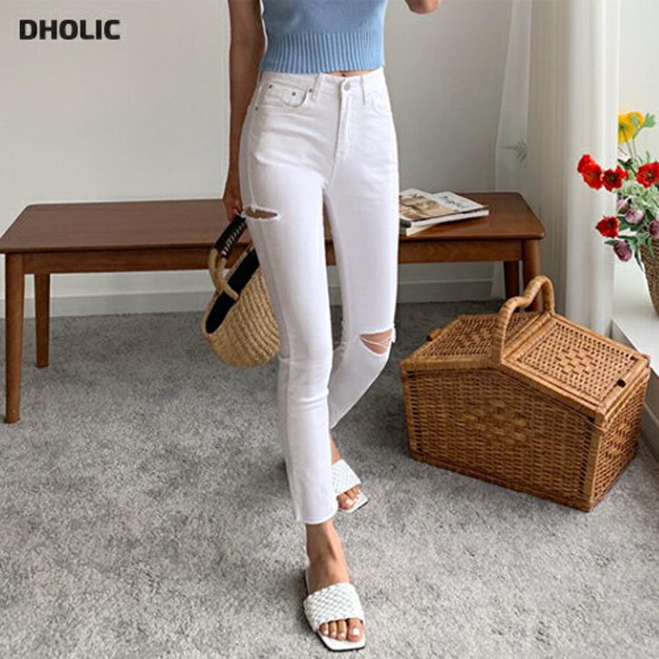 ダメージスリットパンツ・全2色・t62356 レディース 【pt】 パンツ ズボン ロングパンツ スリット 単色 無地 ダメージ カジュアル ラフ シンプル 春 夏 秋 韓国 ファッション