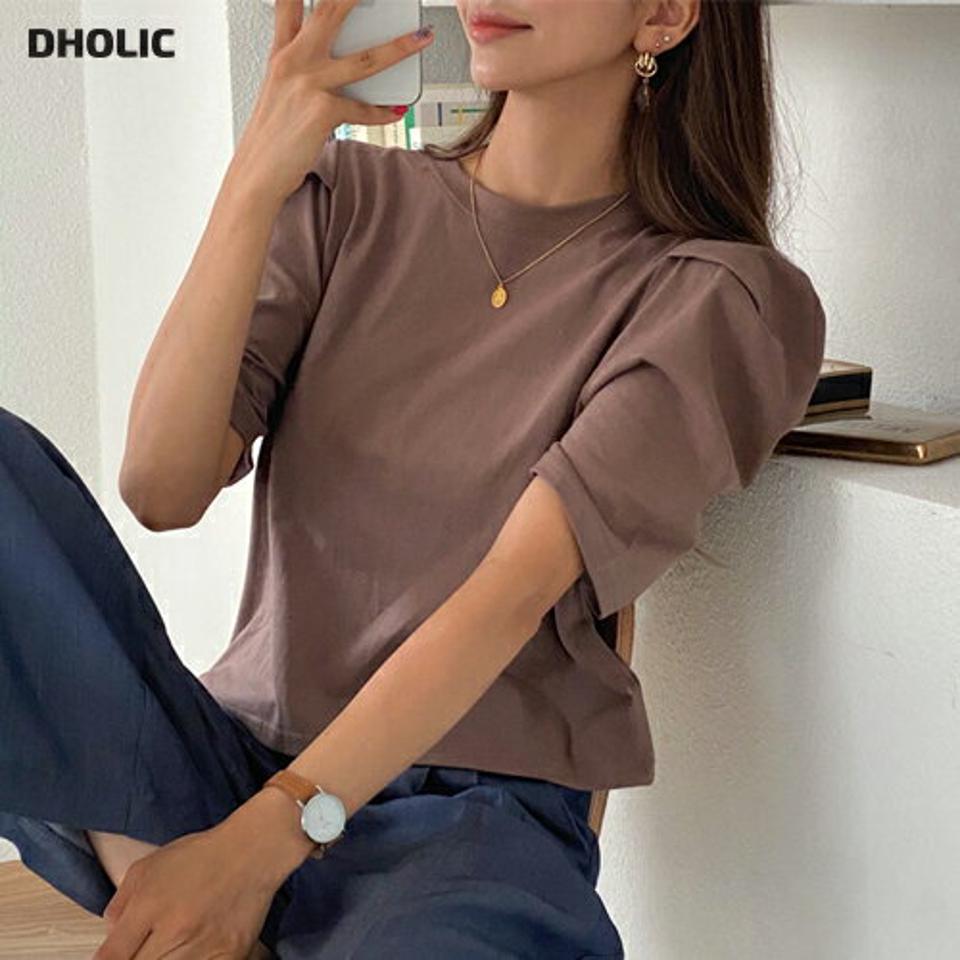 パフスリーブTシャツ・全5色・t57638 レディース 【tops】 トップス Tシャツ 半袖 ハーフスリーブ パフ袖 パフスリーブ 単色 無地 シンプル かわいい ボリューム袖 春 夏 韓国ファッション