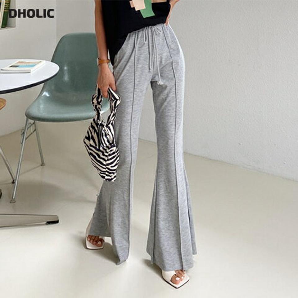 フレアスリットパンツ・全3色・t57654 レディース 【pt】 パンツ ズボン ロングパンツ スリット 単色 無地 シンプル カジュアル ラフ フレア ブーツカット 春 夏 韓国 ファッション