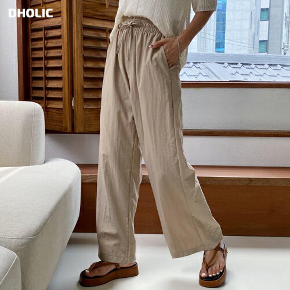 【只今10%OFF】ドロストワイドパンツ・全4色・t57704 レディース 【pt】【パンツ ズボン ロングパンツ ワイド ドロスト ウエストゴム 単色 無地 シンプル ストレート カジュアル ラフ ナイロン 春 夏 秋 韓国 ファッション】