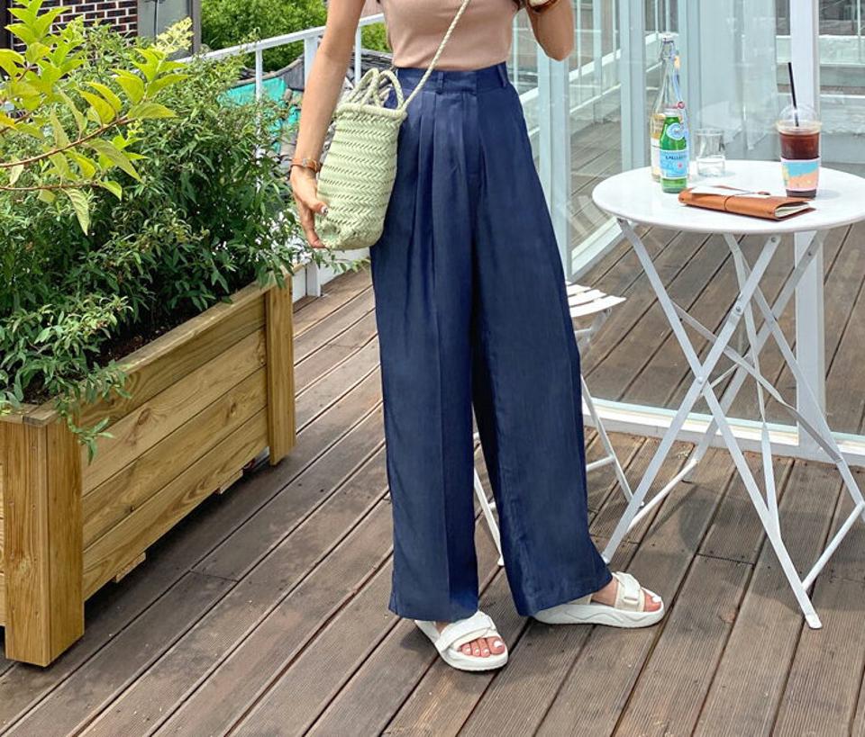 ワイドデニムパンツ・全2色・t57658 レディース 【pt】 パンツ ズボン ロングパンツ デニム シンプル カジュアル ワイド 大人 春 夏 韓国 ファッション