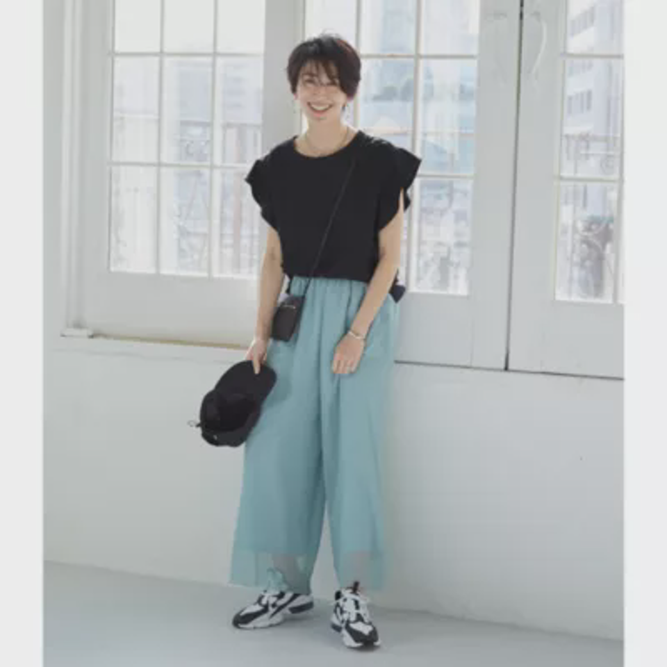 【洗える】フレンチフリル袖カットソー