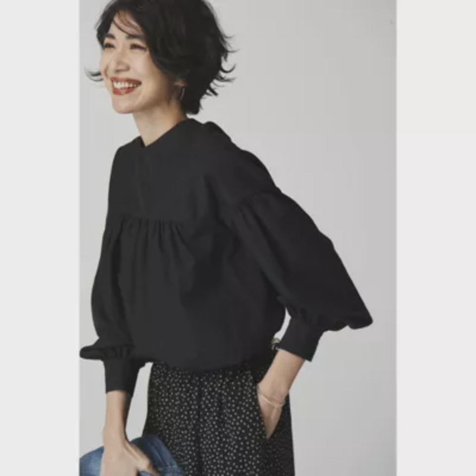 【洗える】しわになりにくい！バックリボンブラウス