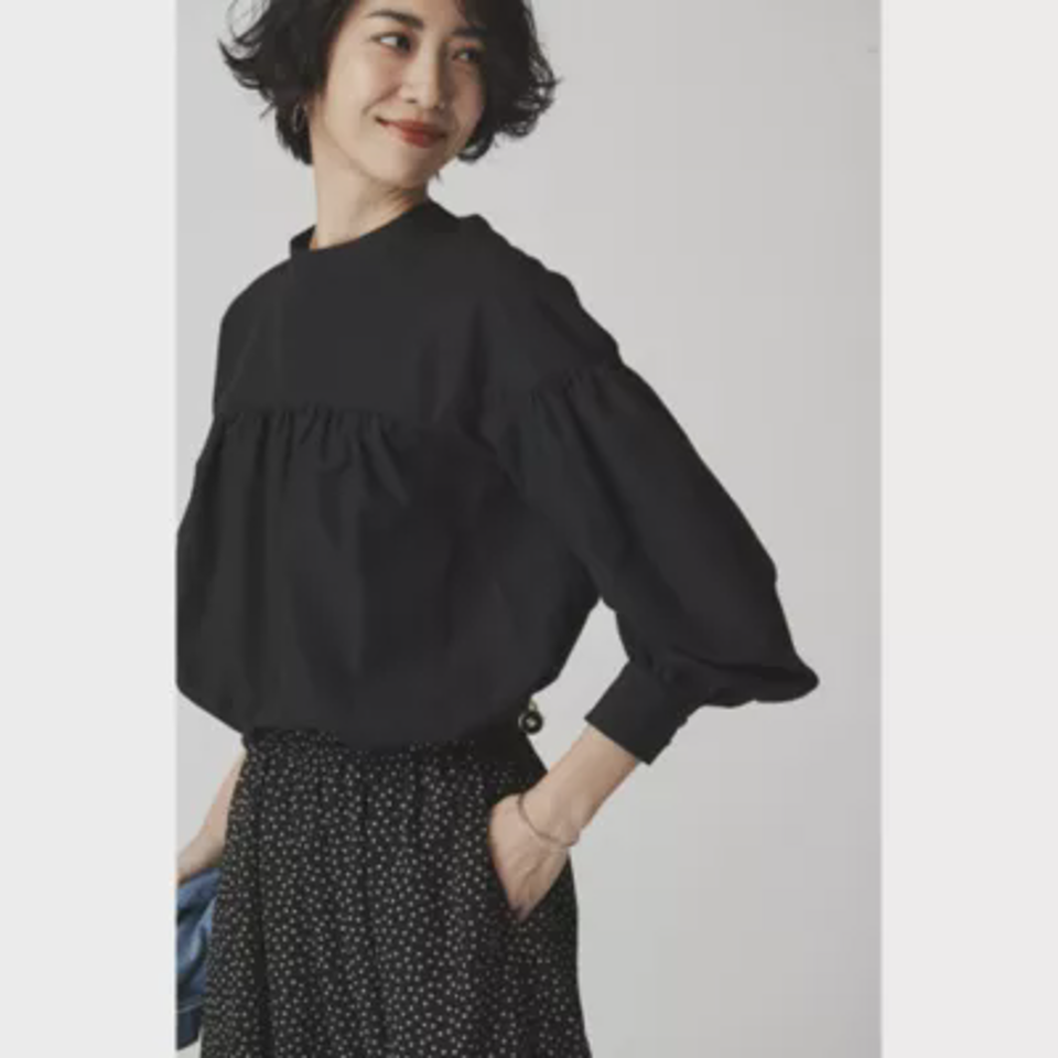 【洗える】しわになりにくい！バックリボンブラウス
