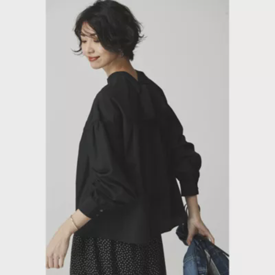 【洗える】しわになりにくい！バックリボンブラウス