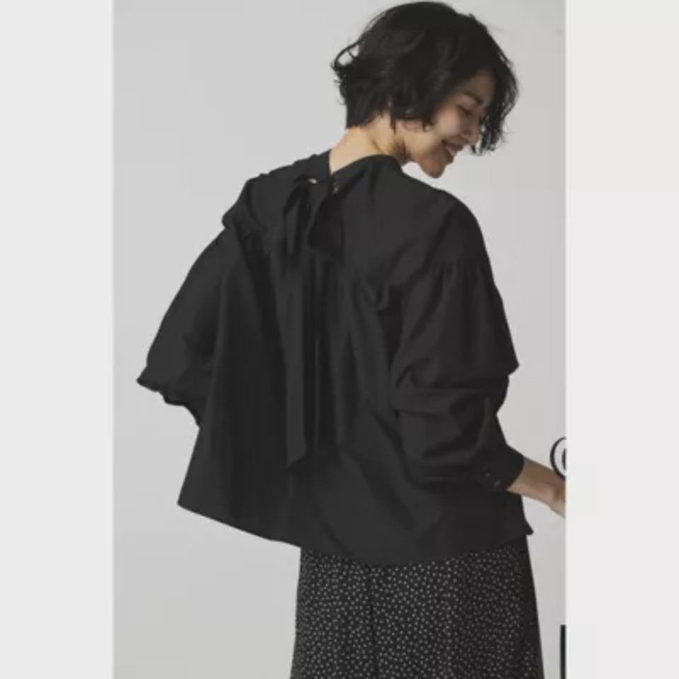 【洗える】しわになりにくい！バックリボンブラウス