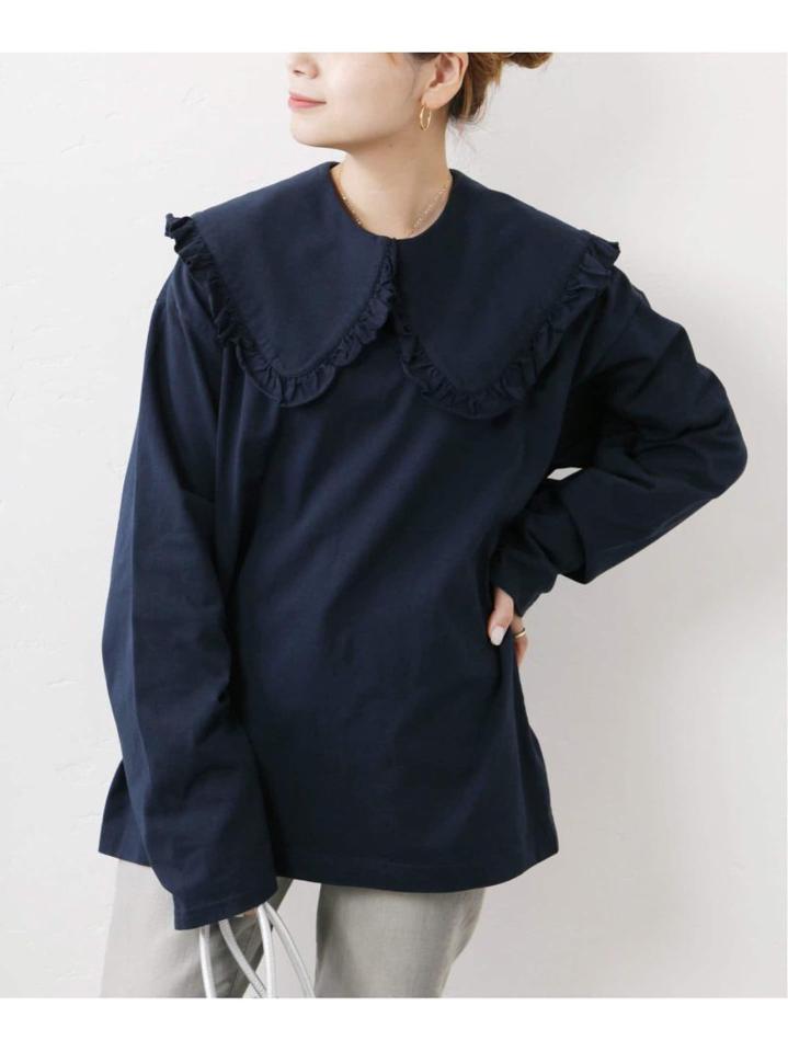 <<予約>>【HOLIDAY】SUPER FINE DRY PURITAN COLLAR ロングスリーブトップス◆