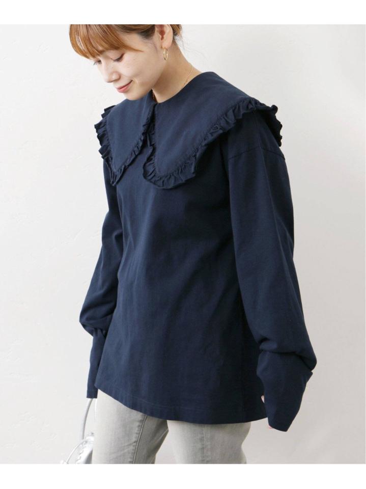 <<予約>>【HOLIDAY】SUPER FINE DRY PURITAN COLLAR ロングスリーブトップス◆