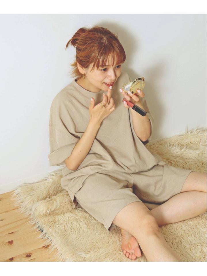 【Tシャツ+ショーツ+巾着袋の3点セット】TCワッフル ホームウェア セット