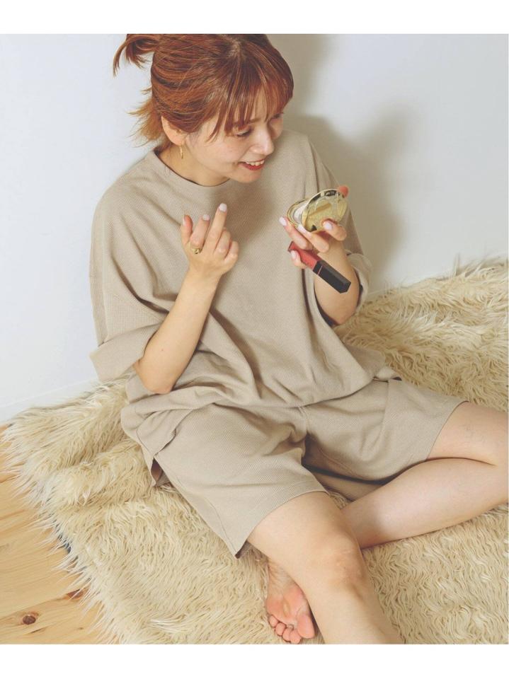 【Tシャツ+ショーツ+巾着袋の3点セット】TCワッフル ホームウェア セット