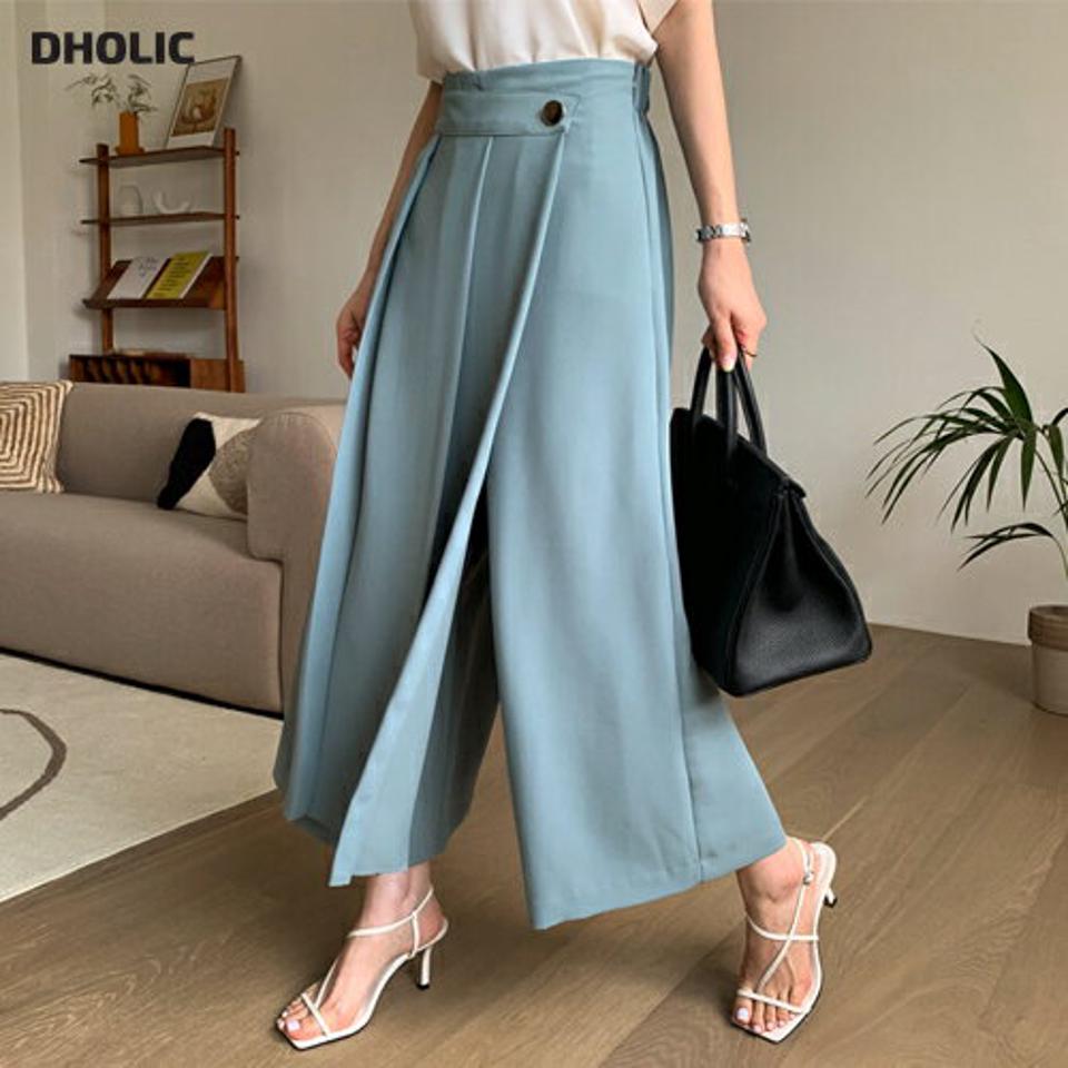 タックボタンラップパンツ・全4色・b69162 レディース 【pt】 パンツ ズボン ラップパンツ ロングパンツ ワイド ラップデザイン タック 単色 無地 シンプル 大人 春 夏 韓国 ファッション ハイホリHIHOLLI