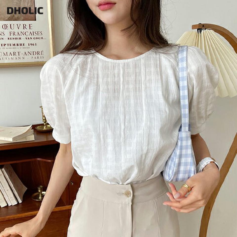 チェックラグランブラウス・全3色・t65561 レディース 【bl】 トップス ブラウス 半袖 ハーフスリーブ チェック柄 パフ袖 パフスリーブ ガーリー 可愛い かわいい 春 夏 韓国 ファッション