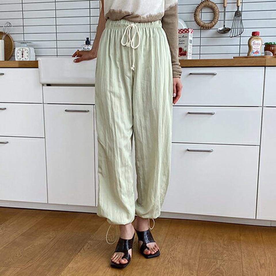 2WAYストリングへムパンツ・全3色・t65579 レディース 【pt】 パンツ ズボン ロングパンツ ストリング 単色 無地 シンプル ストレート ジョガーパンツ カジュアル ラフ 春 夏 韓国 ファッション