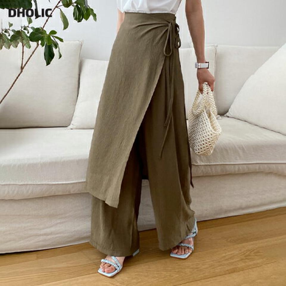 リンクルラップパンツ・全3色・t65576 レディース 【pt】 パンツ ズボン ロングパンツ リンクル ラップデザイン ラップパンツ 単色 無地 シンプル ユニーク カジュアル 春 夏 韓国 ファッション